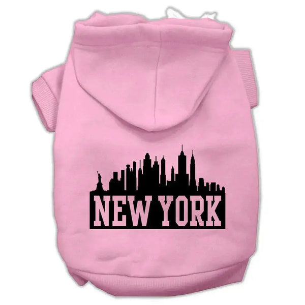 New-York-Skyline-Screen-Print-Pet-Hoodies-Light-Pink-Size-Lg-GreatEagleInc-319918055