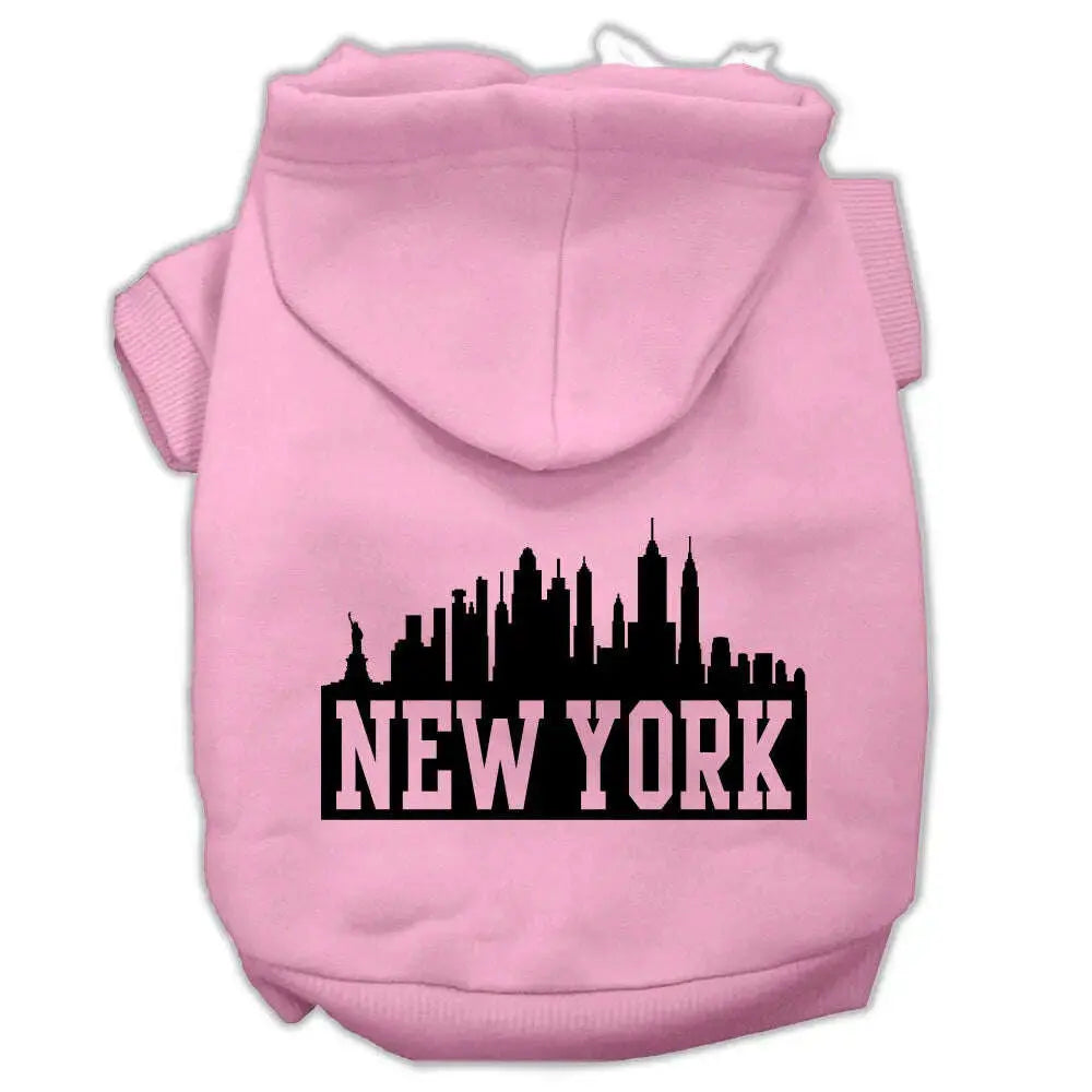 New-York-Skyline-Screen-Print-Pet-Hoodies-Light-Pink-Size-Xl-GreatEagleInc-319915544
