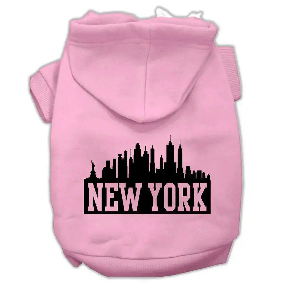 New-York-Skyline-Screen-Print-Pet-Hoodies-Light-Pink-Size-Xxxl-GreatEagleInc-319912680