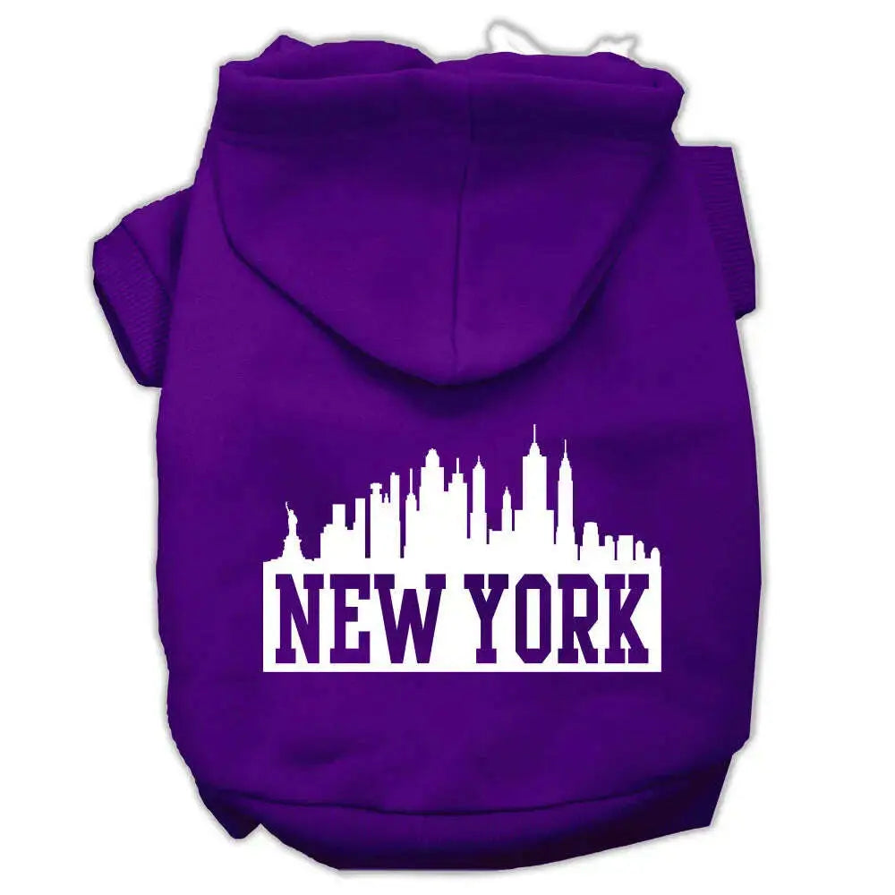 New-York-Skyline-Screen-Print-Pet-Hoodies-Purple-Size-Xxxl-GreatEagleInc-319912564