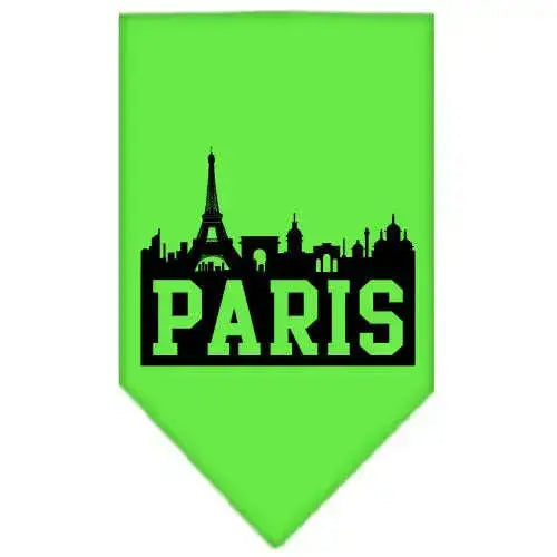 Paris-Skyline-Screen-Print-Bandana-Lime-Green-Small-GreatEagleInc-319139863