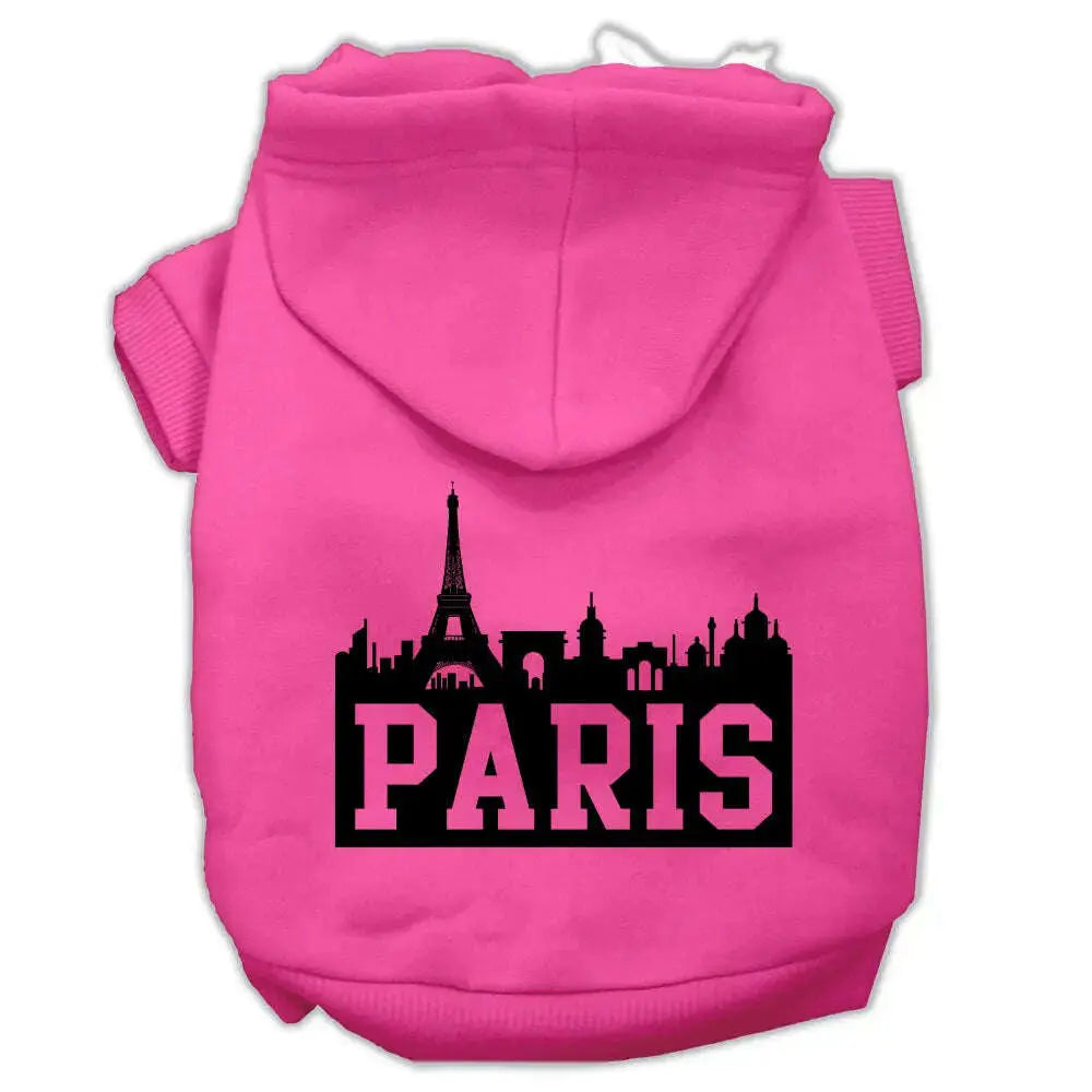 Paris-Skyline-Screen-Print-Pet-Hoodies-Bright-Pink-Size-Xxxl-GreatEagleInc-319753256