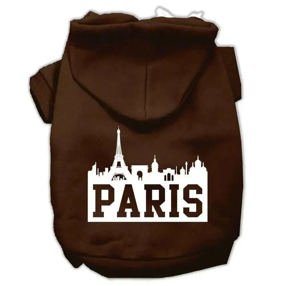 Paris-Skyline-Screen-Print-Pet-Hoodies-Brown-Size-Med-GreatEagleInc-318667665