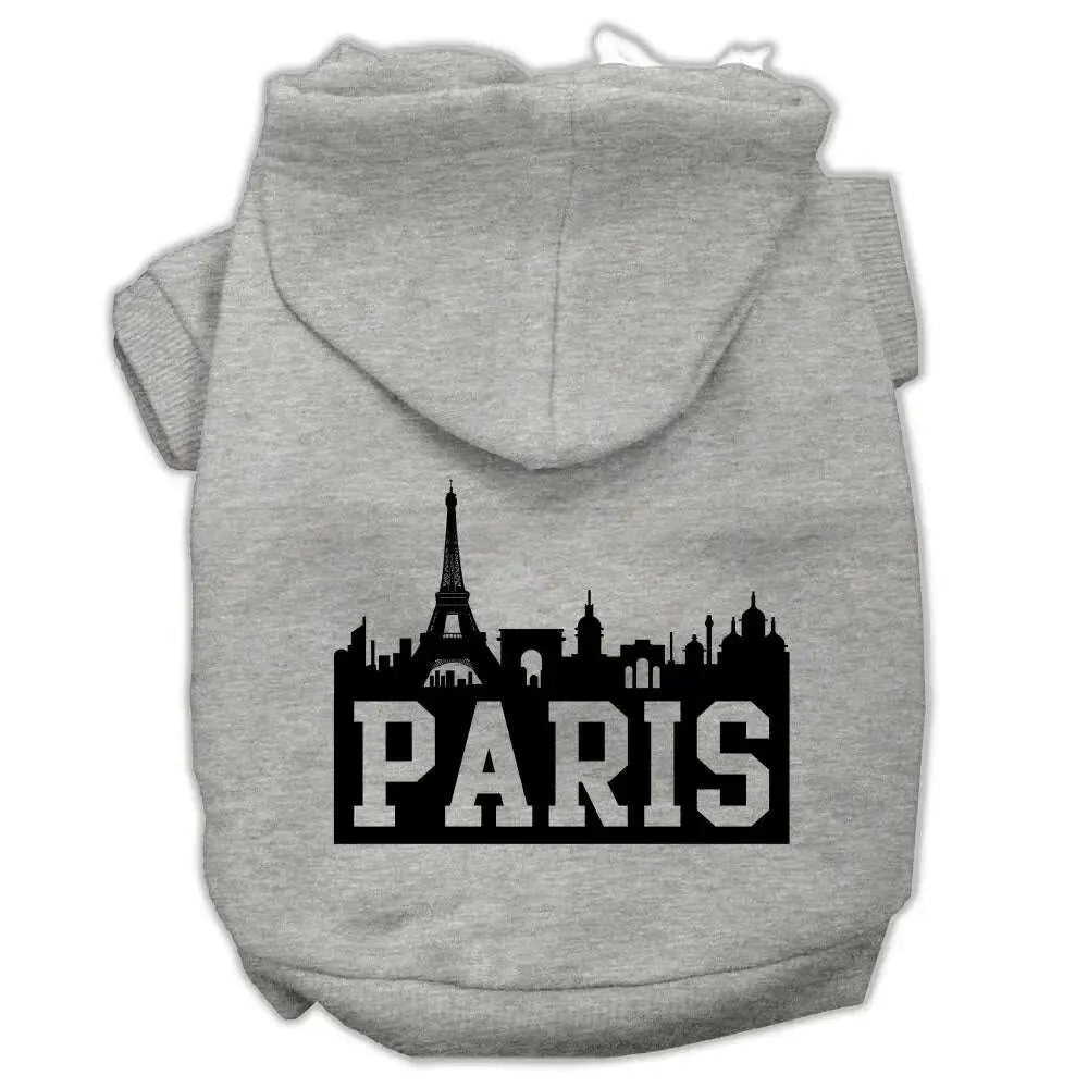 Paris-Skyline-Screen-Print-Pet-Hoodies-Grey-Size-Med-GreatEagleInc-319757779