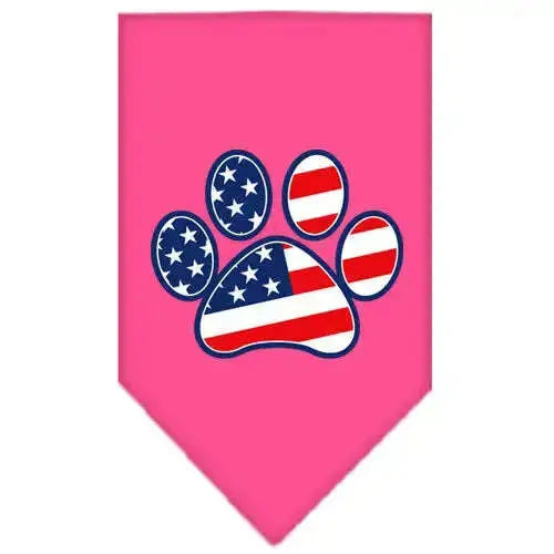 Patriotic-Paw-Screen-Print-Bandana-Bright-Pink-Small-GreatEagleInc-319153645