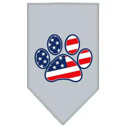 Patriotic-Paw-Screen-Print-Bandana-Grey-Small-GreatEagleInc-319153356