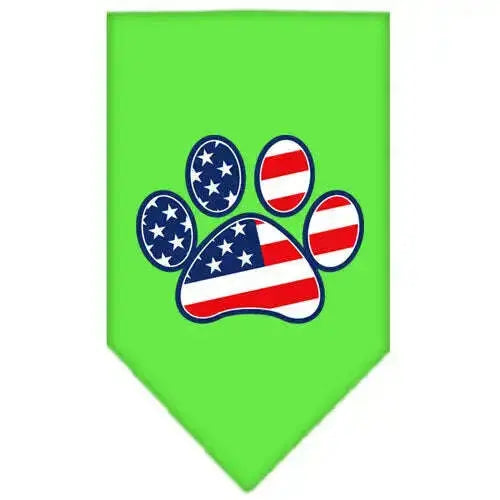 Patriotic-Paw-Screen-Print-Bandana-Lime-Green-Small-GreatEagleInc-319153246