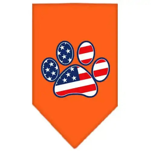 Patriotic-Paw-Screen-Print-Bandana-Orange-Large-GreatEagleInc-319154197
