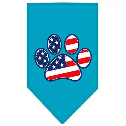 Patriotic-Paw-Screen-Print-Bandana-Turquoise-Small-GreatEagleInc-319152616