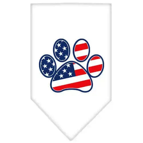 Patriotic-Paw-Screen-Print-Bandana-White-Small-GreatEagleInc-319152596