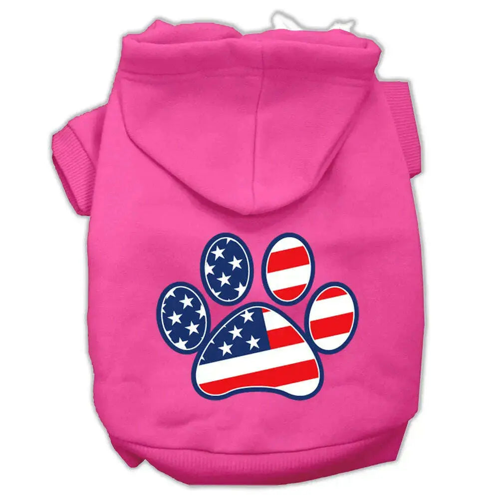 Patriotic-Paw-Screen-Print-Pet-Hoodies-Bright-Pink-Size-Xl-GreatEagleInc-319427734