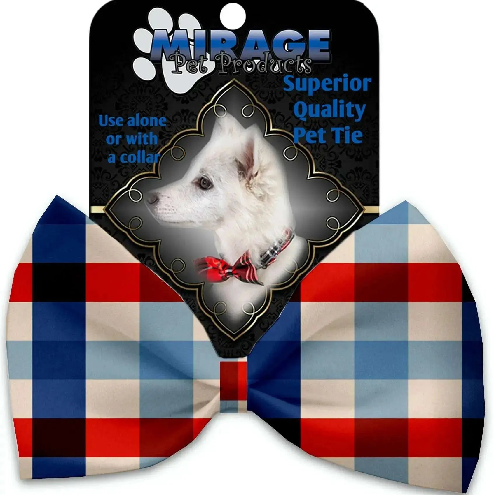 Patriotic-Plaid-Pet-Bow-Tie-Collar-Accessory-With-Velcro-GreatEagleInc-318815993