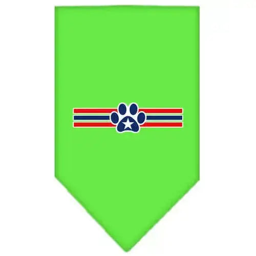 Patriotic-Star-Paw-Screen-Print-Bandana-Lime-Green-Small-GreatEagleInc-318554499