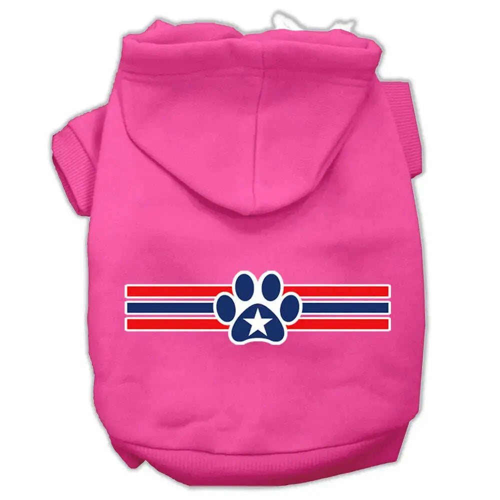 Patriotic-Star-Paw-Screen-Print-Pet-Hoodies-Bright-Pink-Size-Xl-GreatEagleInc-333724970