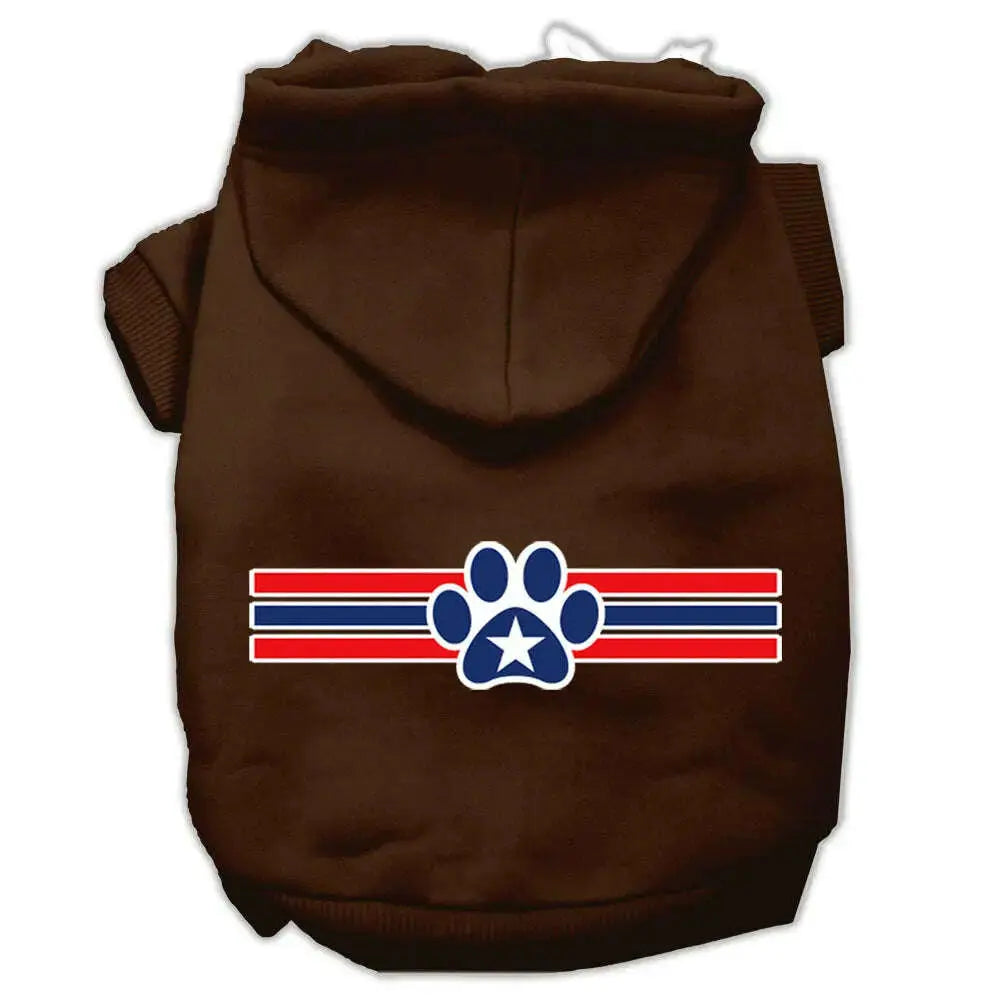 Patriotic-Star-Paw-Screen-Print-Pet-Hoodies-Brown-Size-Sm-GreatEagleInc-333725254