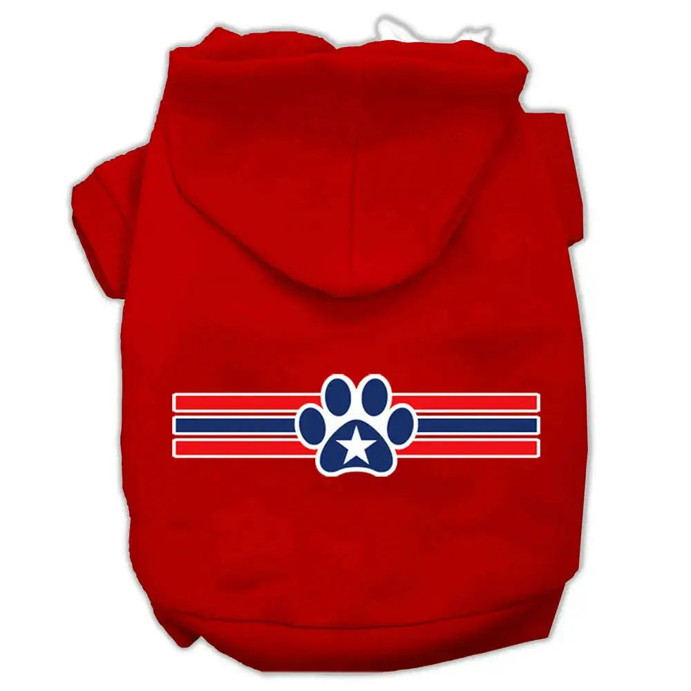 Patriotic-Star-Paw-Screen-Print-Pet-Hoodies-Red-Size-M-GreatEagleInc-333725395