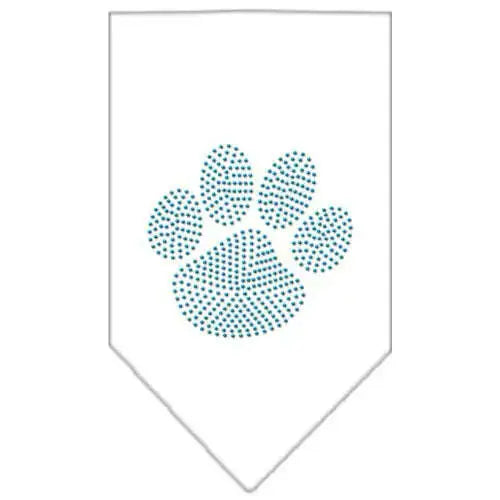 Paw-Blue-Rhinestone-Bandana-White-Small-GreatEagleInc-333789035