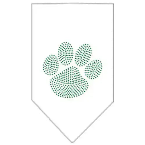 Paw-Green-Rhinestone-Bandana-White-Small-GreatEagleInc-319123210
