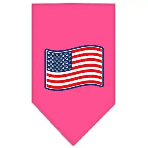 Paws-And-Stripes-Screen-Print-Bandana-Bright-Pink-Small-GreatEagleInc-319093549