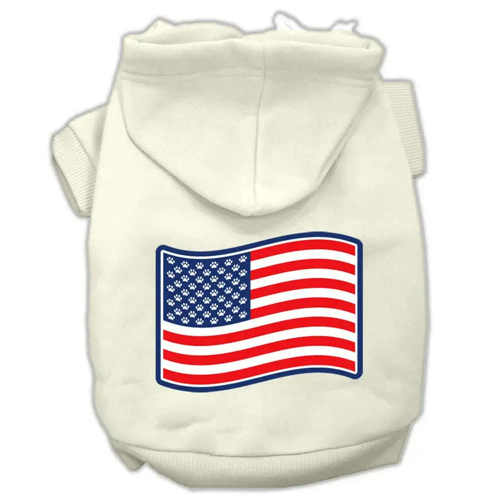 Paws-And-Stripes-Screen-Print-Pet-Hoodies-Cream-Size-S-GreatEagleInc-319422611