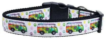 Peace-Bus-Ribbon-Dog-Collars-Medium-GreatEagleInc-318907576