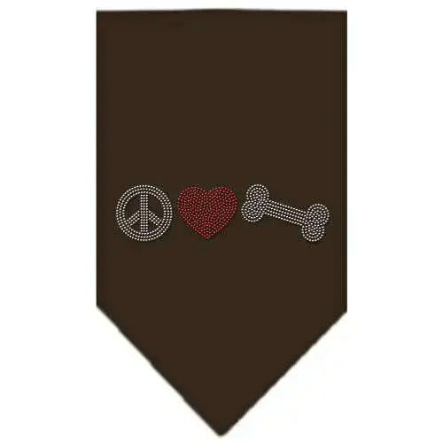 Peace-Love-Bone-Rhinestone-Bandana-Cocoa-Small-GreatEagleInc-333941495