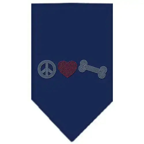 Peace-Love-Bone-Rhinestone-Bandana-Navy-Blue-Small-GreatEagleInc-333882428