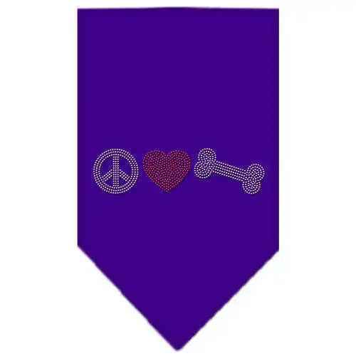 Peace-Love-Bone-Rhinestone-Bandana-Purple-Small-GreatEagleInc-333882213