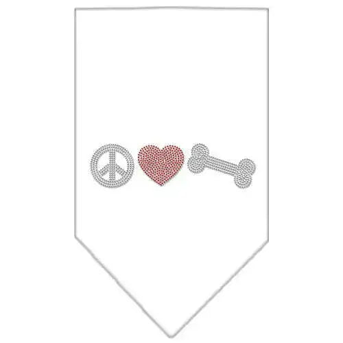 Peace-Love-Bone-Rhinestone-Bandana-White-Small-GreatEagleInc-333882187