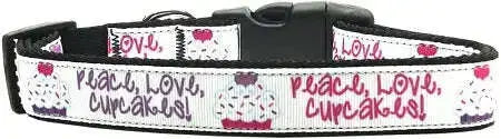 Peace-Love-Cupcakes-Nylon-Dog-Collar-Sm-GreatEagleInc-318490954