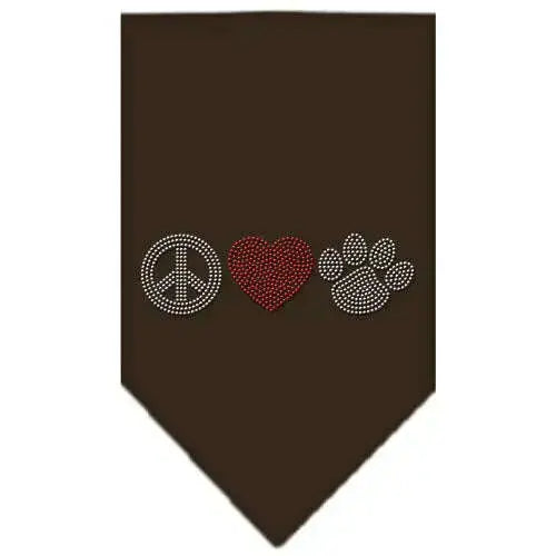 Peace-Love-Paw-Rhinestone-Bandana-Cocoa-Small-GreatEagleInc-333941114