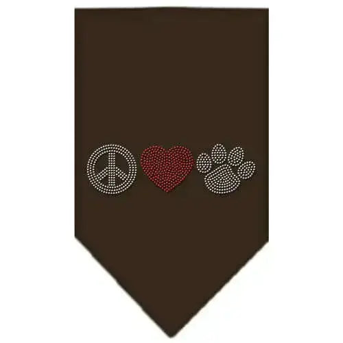 Peace-Love-Paw-Rhinestone-Bandana-Cocoa-Small-GreatEagleInc-333941114
