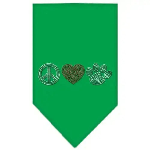 Peace-Love-Paw-Rhinestone-Bandana-Emerald-Green-Large-GreatEagleInc-333941325