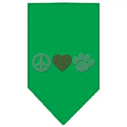 Peace-Love-Paw-Rhinestone-Bandana-Emerald-Green-Small-GreatEagleInc-333881644