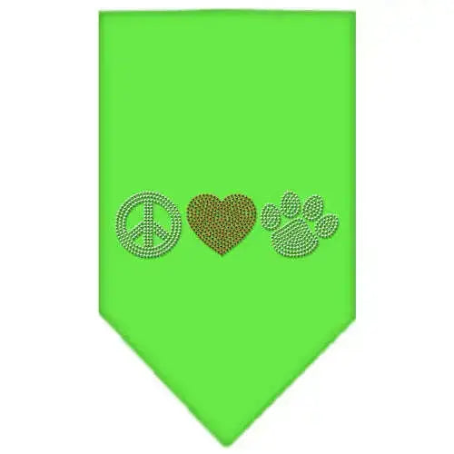 Peace-Love-Paw-Rhinestone-Bandana-Lime-Green-Small-GreatEagleInc-333881584