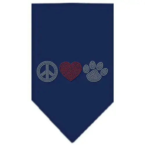 Peace-Love-Paw-Rhinestone-Bandana-Navy-Blue-Small-GreatEagleInc-333881487