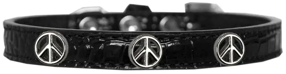 Peace-Sign-Widget-Croc-Dog-Collar-Black-Size-20-GreatEagleInc-319983090