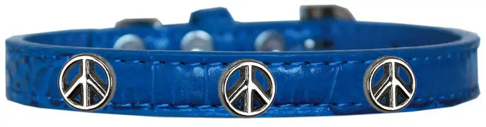 Peace-Sign-Widget-Croc-Dog-Collar-Blue-Size-16-GreatEagleInc-319983411