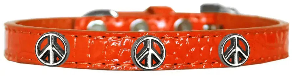 Peace-Sign-Widget-Croc-Dog-Collar-Orange-Size-10-GreatEagleInc-319986134