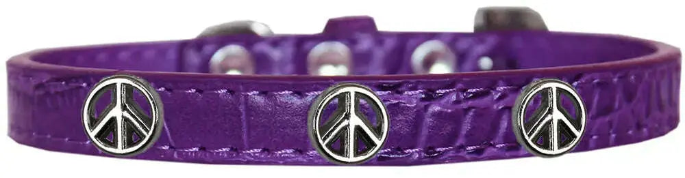 Peace-Sign-Widget-Croc-Dog-Collar-Purple-Size-12-GreatEagleInc-319986418