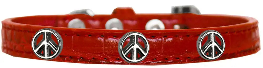 Peace-Sign-Widget-Croc-Dog-Collar-Red-Size-10-GreatEagleInc-319986974