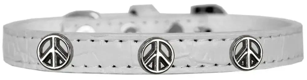 Peace-Sign-Widget-Croc-Dog-Collar-White-Size-20-GreatEagleInc-319989231