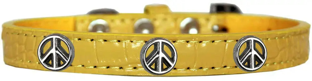 Peace-Sign-Widget-Croc-Dog-Collar-Yellow-Size-10-GreatEagleInc-319989329