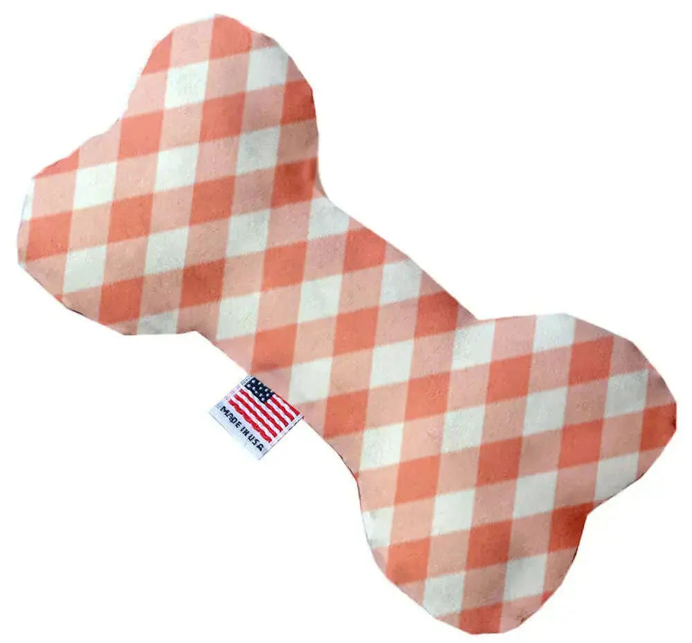Peach-Plaid-10-Inch-Bone-Dog-Toy-GreatEagleInc-333872261