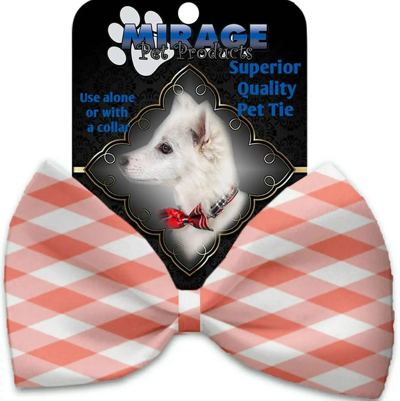 Peach-Plaid-Pet-Bow-Tie-Collar-Accessory-With-Velcro-GreatEagleInc-333769522