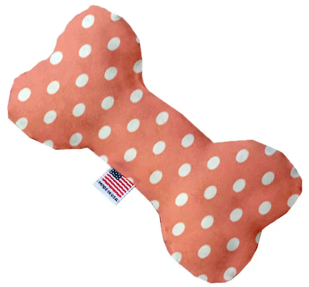 Peach-Polka-Dots-8-Inch-Bone-Dog-Toy-GreatEagleInc-333768671