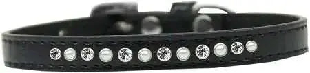 Pearl-And-Clear-Crystal-Size-10-Black-Puppy-Collar-GreatEagleInc-319636231