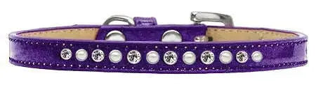 Pearl-And-Clear-Crystal-Size-10-Purple-Puppy-Ice-Cream-Collar-GreatEagleInc-333937126