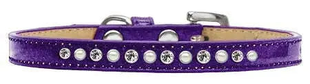 Pearl-And-Clear-Crystal-Size-10-Purple-Puppy-Ice-Cream-Collar-GreatEagleInc-333937126