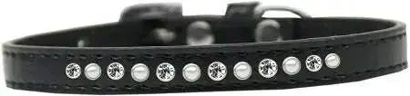 Pearl-And-Clear-Crystal-Size-12-Black-Puppy-Collar-GreatEagleInc-319636142